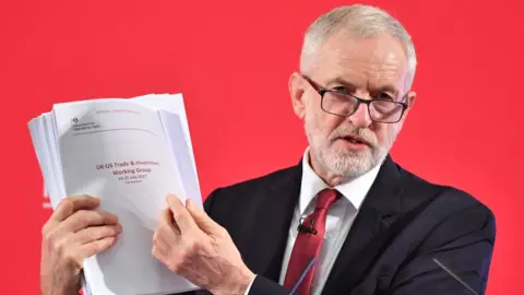 Press Association Labour leader Jeremy Corbyn holds confidential UK government documents.