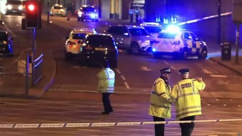 PA Police cordon in the aftermath of the 2017 Manchester Arena bombing