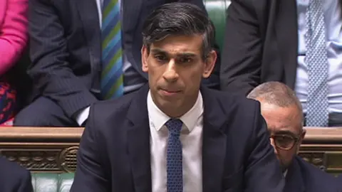 House of Commons Prime Minister Rishi Sunak speaking in the House of Commons