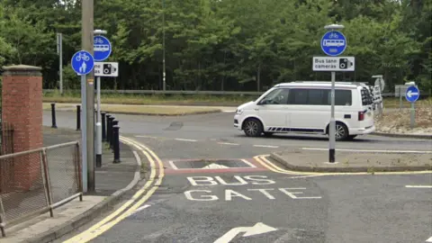 Google The bus lane near Coxhoe Primary School