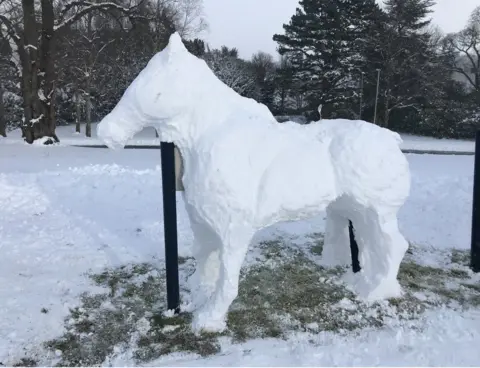 Dr Toby Trimble Only a vet would build a snow horse. Dr Toby Trimble built this outside the Equine hospital at Glasgow Vet School