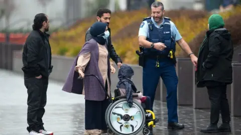 EPA Relatives of victims arrive at Christchurch High Court, 24 August 2020