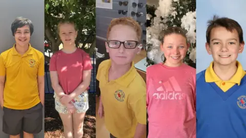 TASMANIa police The five children who died: (L-R) Zane Mellor, Addison Stewart, Peter Dodt, Jalailah Jayne-Maree Jones and Jye Sheehan