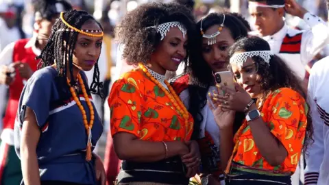 Getty Images Women dressed up for the Oromo festival Irreecha in Ethiopia - 2019