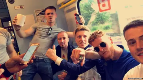 Twitter/grgbinnie Greg Binnie and his mates en route to Parklife music festival