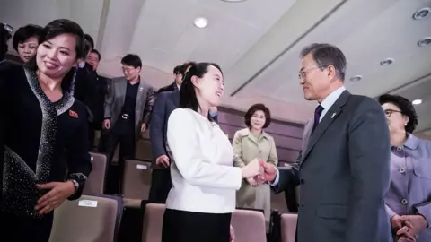 Getty Images Kim Yo-jong, North Korean leader Kim Jong-Un's sister, meets South Korean President Moon Jae-In