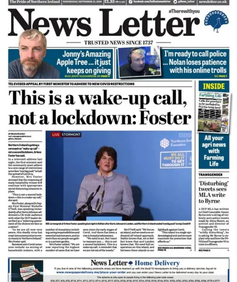 News Letter Front page of the News Letter on Wednesday