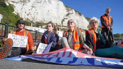 PA Media Insulate Britain of protesters blocking the A20 in Kent