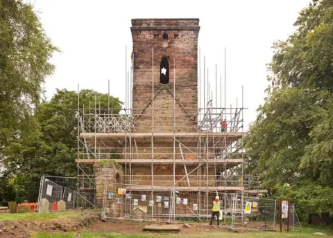 James O'Davies, Historic England Scaffolding going up prior to repair