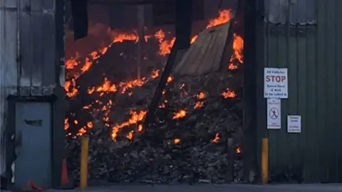 Natural Resources Wales A fire in Nantycaws recycling centre