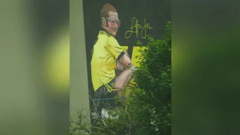 Mark Collins Elton John mural at Vicarage Road