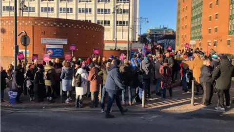 Picket line at Leeds General Infirmary