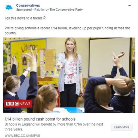 Conservative Party Facebook advert