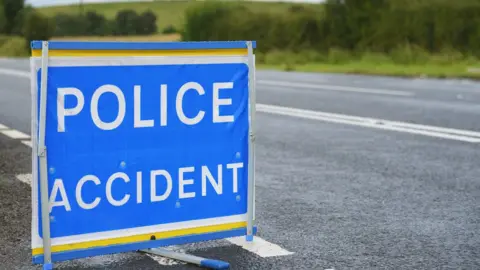 Getty Images Police accident sign