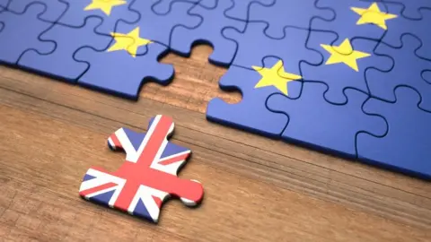 Getty/ktsimage United Kingdom leaving the European Union represented in puzzle pieces.