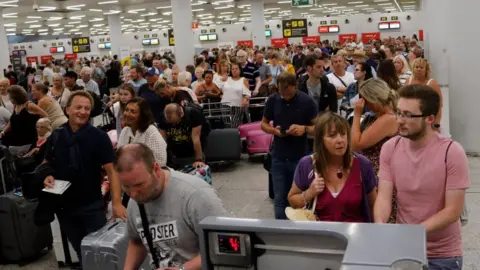 Getty Images Chaos at Palma airport, Spain