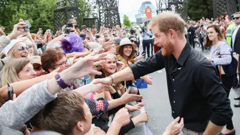 Reuters Prince Harry, Duke of Sussex meeting fans at the official walkabout on October 31, 2018 in Rotorua, New Zealand.