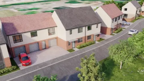 An artist's Impression of how the proposed housing in Glastonbury might look