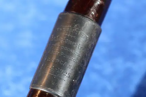 Bloomfield Auctions The inscribed silver collar on a walking stick formerly belonging to Sir James Craig