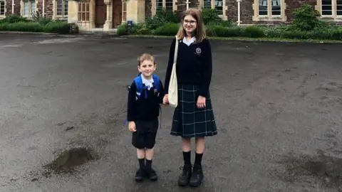 Simon Hollington Sofiia and Matvii at a Somerset school