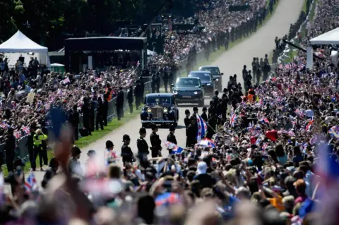 Getty Images Meghan Markle arrives at Windsor Castle ahead of her wedding to Prince Harry