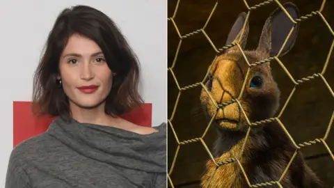 Getty Images/BBC Gemma Arterton and the rabbit she voices in Watership Down