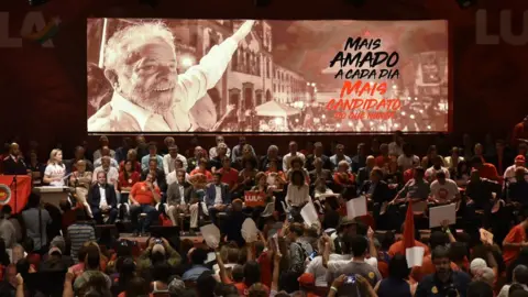 AFP / Getty Images  The Minas Gerais launch of Lula's pre-nomination presidential campaign on 8 June 2018