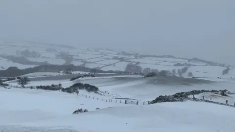 Gruff Evans Snowy fields in Tan y Fron, Bylchau on Thursday