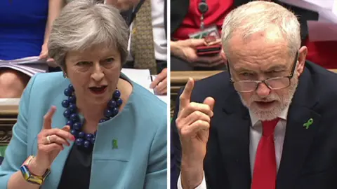 HoC Theresa May and Jeremy Corbyn