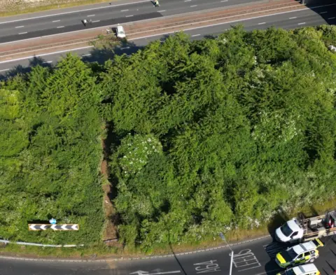 YappApp Scene of crash at junction of A64 and A1(M)