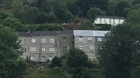 Homes affected by the landslip in Ystalyfera