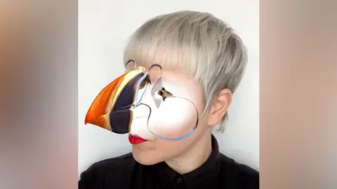 puffin filter on person with white hair