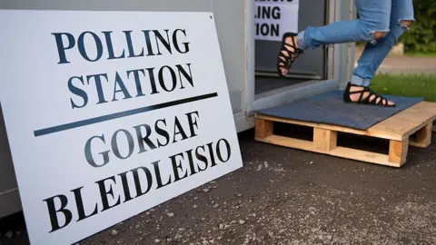 Getty Images Polling station sign in English and Welsh