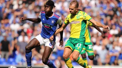 Getty Images Trevoh Chalobah of Ipswich Town and Jordan Rhodes of Norwich City during the Sky Bet Championship match between Ipswich Town and Norwich City at Portman Road on September 2, 2018