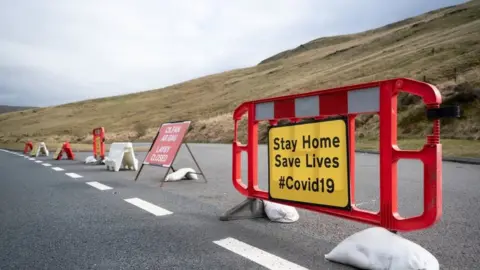 Getty Images Coronavirus signs on the A470 near Pen-y-Fan