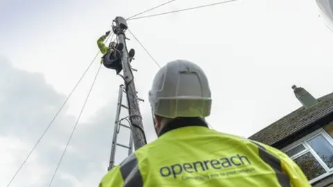 Openreach/BBC An Openreach engineer working