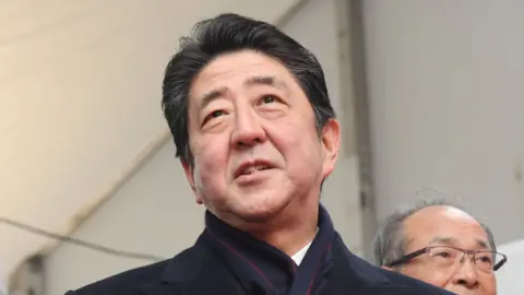 Getty Images Shinzo Abe at the Pyeongchang Winter Olympics