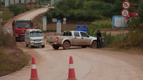 A road block in China