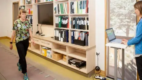 Duke University Testing gait speed on one woman in the study