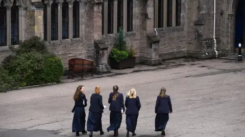 Jeff J Mitchell School girls arrive at Glenalmond College