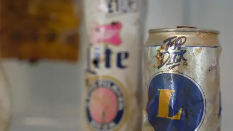 Mike Liggins/BBC Items of litter in the litter museum