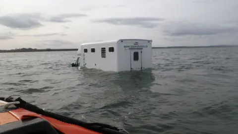 Seahouses RNLI Partially submerged vehicle