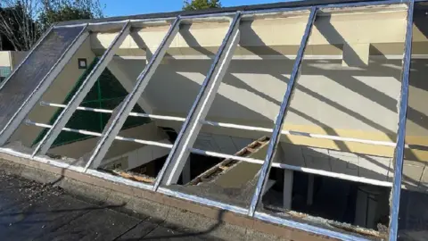 Nottinghamshire County Council Broken windows at the library