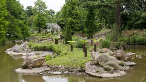 Gerard Puigmal/Getty Images Dinosaur sculptures in Crystal Palace Park