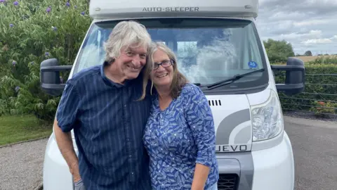BBC Robert and Debbie Woodhouse with their motorhome
