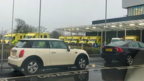 Ambulances outside the Grange hospital