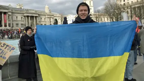 University of Bristol Tomas Tokovyi at a rally in Trafalgar Square