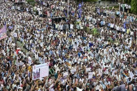 Getty Images Dalits protest in 2016 in Gujarat