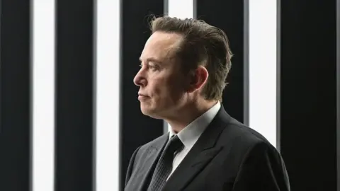 Getty Images Elon Musk at a Tesla event in Berlin in March 2022