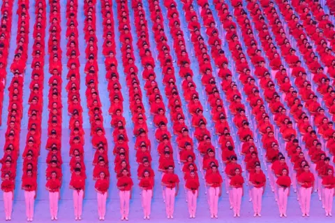 Reuters Performers take part in a show commemorating the 100th anniversary of the founding of the Communist Party of China at the National Stadium in Beijing, China, on 28 June 2021